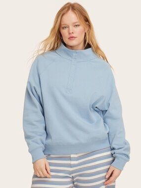 Parke x Target Light Blue Snap Mockneck Sweatshirt with Back Logo Sz L/XL New!